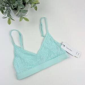 Calvin Klein Women's Baby Blue Lace Detail Bralette Size X-Small